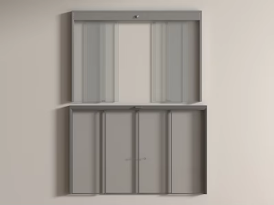 Modern Gray Wall Mounted Cabinet With Upper Glass Doors And Lower Storage Doors 3d model