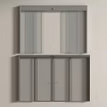 Modern Gray Wall Mounted Cabinet With Upper Glass Doors And Lower Storage Doors