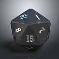 Decorative Black Polyhedral Dice With Metallic Numbers For Home Furniture