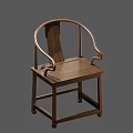 Traditional Chinese Wooden Armchair With Curved Armrests And Solid Wood Frame