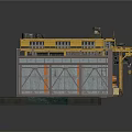 Industrial Equipment Module With Yellow Frame Piping System Crane Orange Tanks And Metal Panels