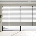 White Venetian Blinds In Modern Interior With Window Sea View And Natural Light