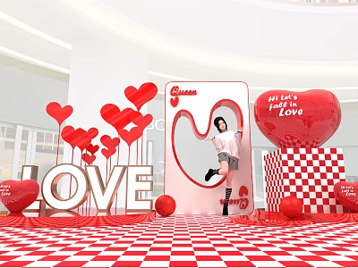Modern Meichen Valentine's Day Scene 3d model