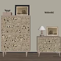 Modern Console Cabinet and Side Cabinet with Patterned Design Table Lamp Picture Frames Decorative Items 3d model