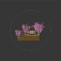 Whimsical Cartoon Scene With Red Torii Gate Japanese House And Pink Cherry Blossoms