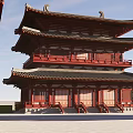Chinese Temple Ancient Building Group Temple Architecture 3d model