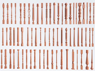 Various Decorative Baluster Designs For Railing Construction And Home Decor Projects 3d model
