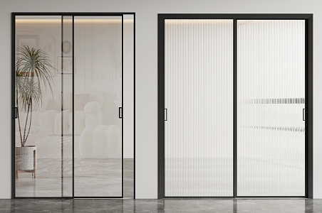 Modern sliding door glass sliding door 3d model