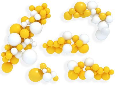 Yellow and White Decorative Balls as Charming Household Decoration Items 3d model