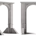 Architectural Decorative Components Arch Shaped Door Frames With Ornate Carvings And Column Bases 3d model