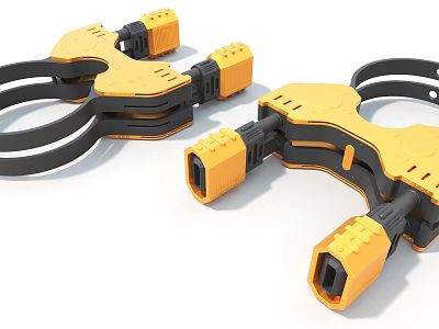 Yellow And Black Industrial Equipment Connectors With Ring Structure And Ports 3d model
