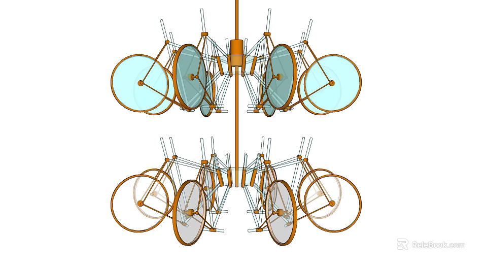 Unique Creative Chandelier Designed With Bicycle Wheels And Frames 3d model 