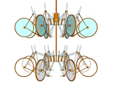 Unique Creative Chandelier Designed With Bicycle Wheels And Frames 3d model