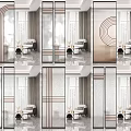 Elegant Modern Glass Room Dividers With Geometric Patterns And Interior Decor 3d model