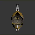 Golden Roman Warrior Helmet With White Plumes And Red White Checkered Accents