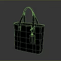 Black Leather Tote Bag With Double Handles And Small Brand Tag