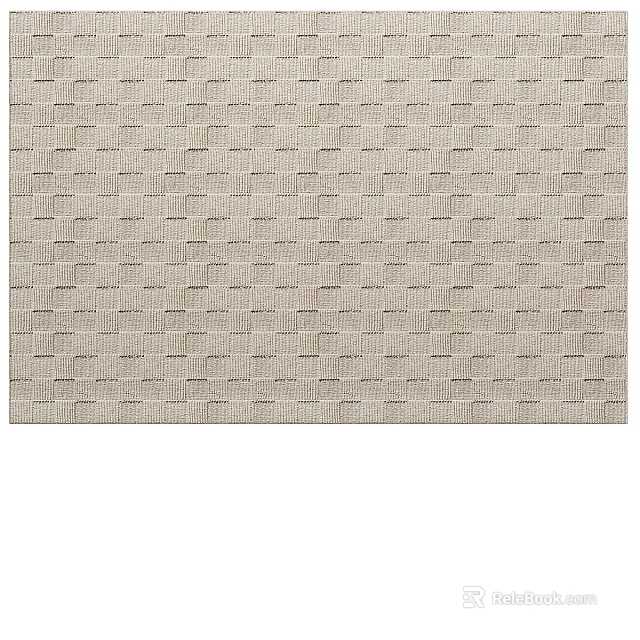Square Rug With Neutral Beige Woven Texture And Geometric Pattern For Home Decor 3d model 