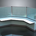 Modern Corner Reception Desk With Glass Partitions And White Countertop Design