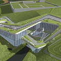 Modern Building Featuring Curved Grass Roof And Glass Facade In Grassland Area