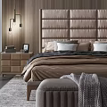 Modern Background Double Bed Double Bed Combination 3d model