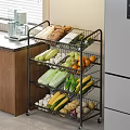 Fresh Oranges And Fruits On Metal Wire Rack In Kitchen