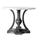 Round White Marble Top Dining Table With Classic Black Carved Legs 3d model