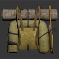 Outdoor Camping Backpack With Rolled Blanket And Hiking Stick For Travel