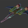 Futuristic Cosmic Spaceship For Interstellar Travel With Twin Engines And Sleek Metallic Design