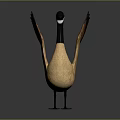 Canada Goose Standing With Spread Wings Brown Body Black Neck Gray Background