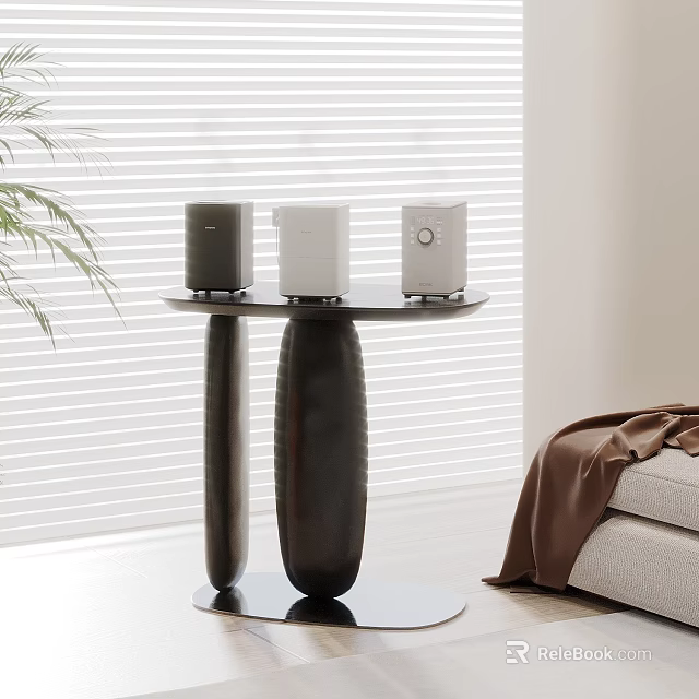 Household Appliances in Dark Gray White Light Gray on Black Table Modern Living Room 3d model 