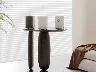Household Appliances in Dark Gray White Light Gray on Black Table Modern Living Room 3d model