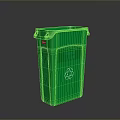Green Recycling Trash Bin With Sunshine Label And Recycling Symbol
