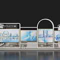 Wanfu Mingdu City Modern Exhibition Hall Interior With Display Screens And Brand Showcases