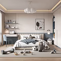 Modern Children's Bedroom Interior With Toys Bed And Desk