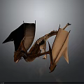 Detailed 3D Mythical Dragon Creature Model With Reddish Brown Wings And Scales