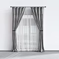 Modern Layered Gray Curtains With White Sheer Panels And Black Rod
