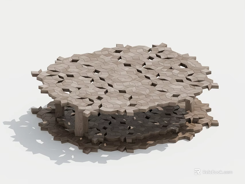 Creative Modern Coffee Table With Unique Interlocking Geometric Wooden Pattern Design 3d model