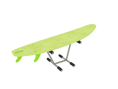 Green Ironing Board With Metal Stand And Smooth Surface On Rolling Wheels 3d model