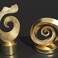 Golden Spiral Ornament Decor Set With Metallic Shine Modern Spiral Design And Elegant Round Base
