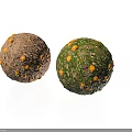 Two Colorful Healthy Grain Balls With Corn Seeds And Nutritious Ingredients