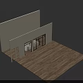 Modern Interior With Double Glass Doors Black Frames Wooden Floor And Green Plant