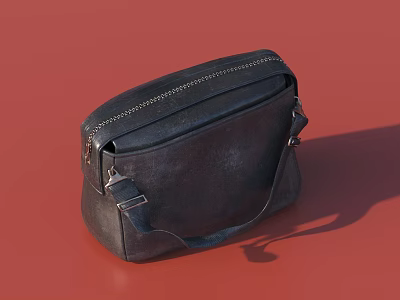 Stylish Black Leather Shoulder Bag With Durable Material And Adjustable Strap 3d model