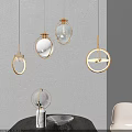 Modern Pendant Lights Glass Globe Design Gold Metal Frame Stylish Hanging Ceiling Lamps