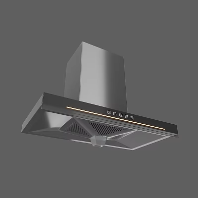 Modern Stainless Steel Range Hood With LED Light And Digital Display For Kitchen Appliance 3d model