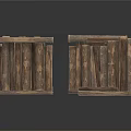 Rustic Brown Wooden Structures With Slats And Natural Wood Grain On White Background