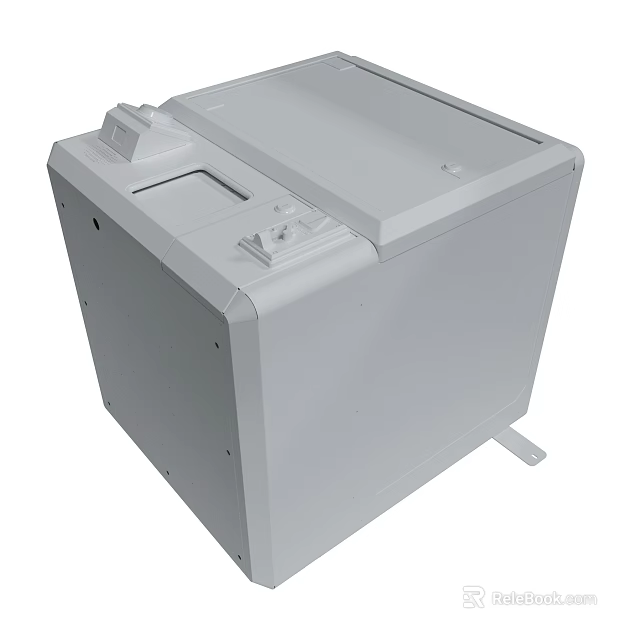 Gray Industrial Shredding Machine With Top Loading Slot And Sturdy Base 3d model 