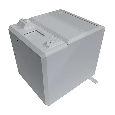 Gray Industrial Shredding Machine With Top Loading Slot And Sturdy Base 3d model