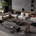 Modern Living Room Sectional Sofa Coffee Table Set With Pillows Floor Lamp And Area Rug