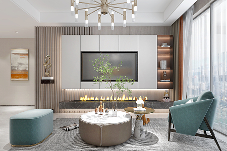 Modern Living Room Simple Living Room Living Room TV Background Wall TV Background Wall 3d model