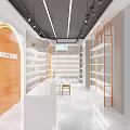 Modern Specialty Store Interior With Bright Lighting Open Layout Display Shelves And Wooden Counters